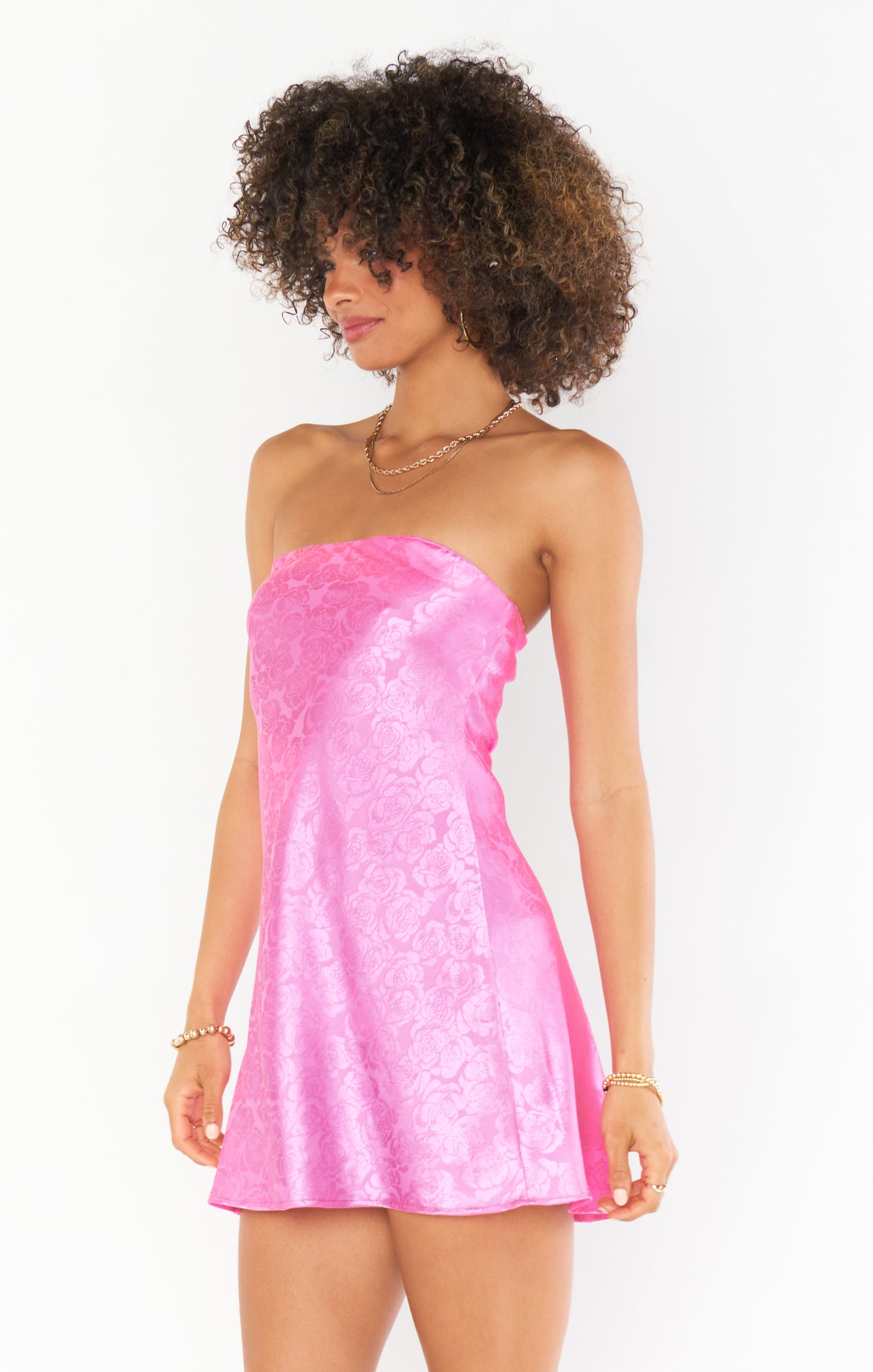 Taylor Tube Mini Dress Bright Pink Rose Satin, Mini Dress by Show Me Your Mumu | LIT Boutique