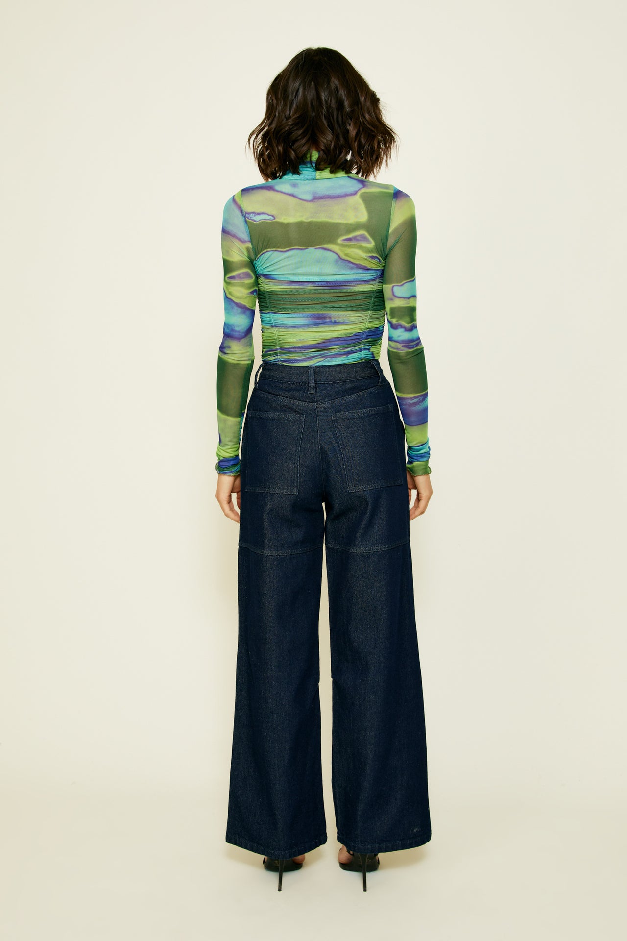 Joni Bodysuit Navy Green, Bodysuit Blouse by Line and Dot | LIT Boutique
