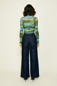 Thumbnail for Joni Bodysuit Navy Green, Bodysuit Blouse by Line and Dot | LIT Boutique
