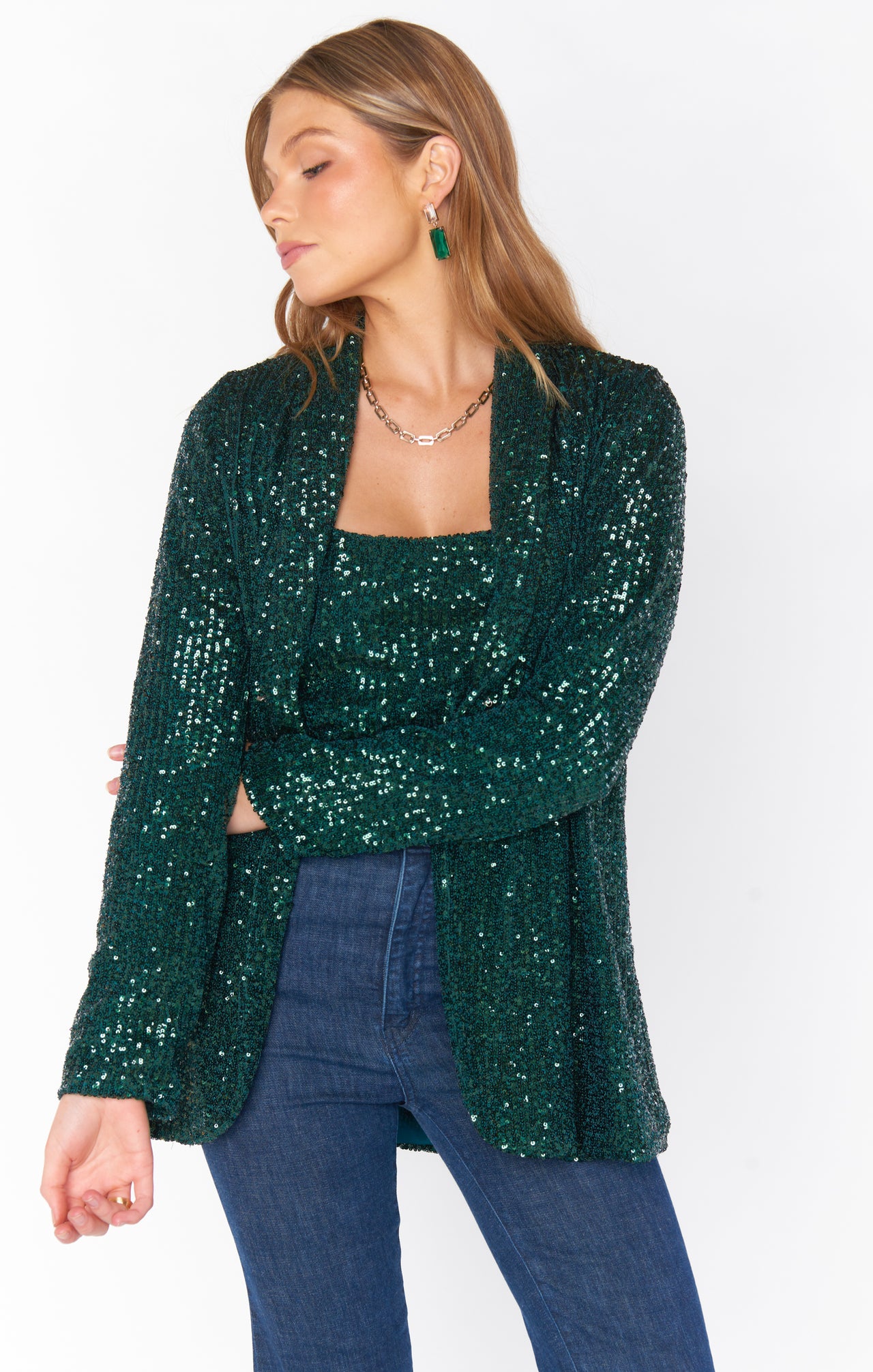Dance Blazer Emerald Sequins, Blazer Jacket by Show Me Your MuMu | LIT Boutique