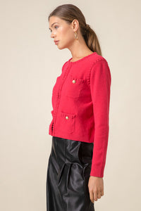 Thumbnail for Corey Sweater Red, Cardigan Sweater by Line and Dot | LIT Boutique