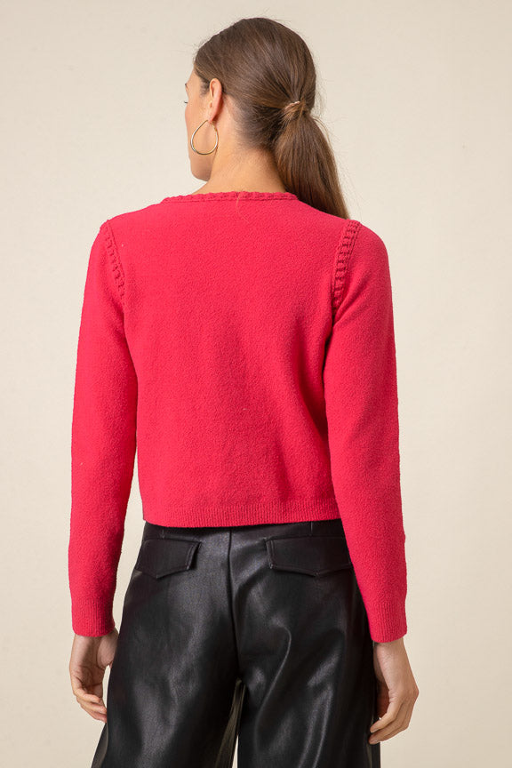 Corey Sweater Red, Cardigan Sweater by Line and Dot | LIT Boutique