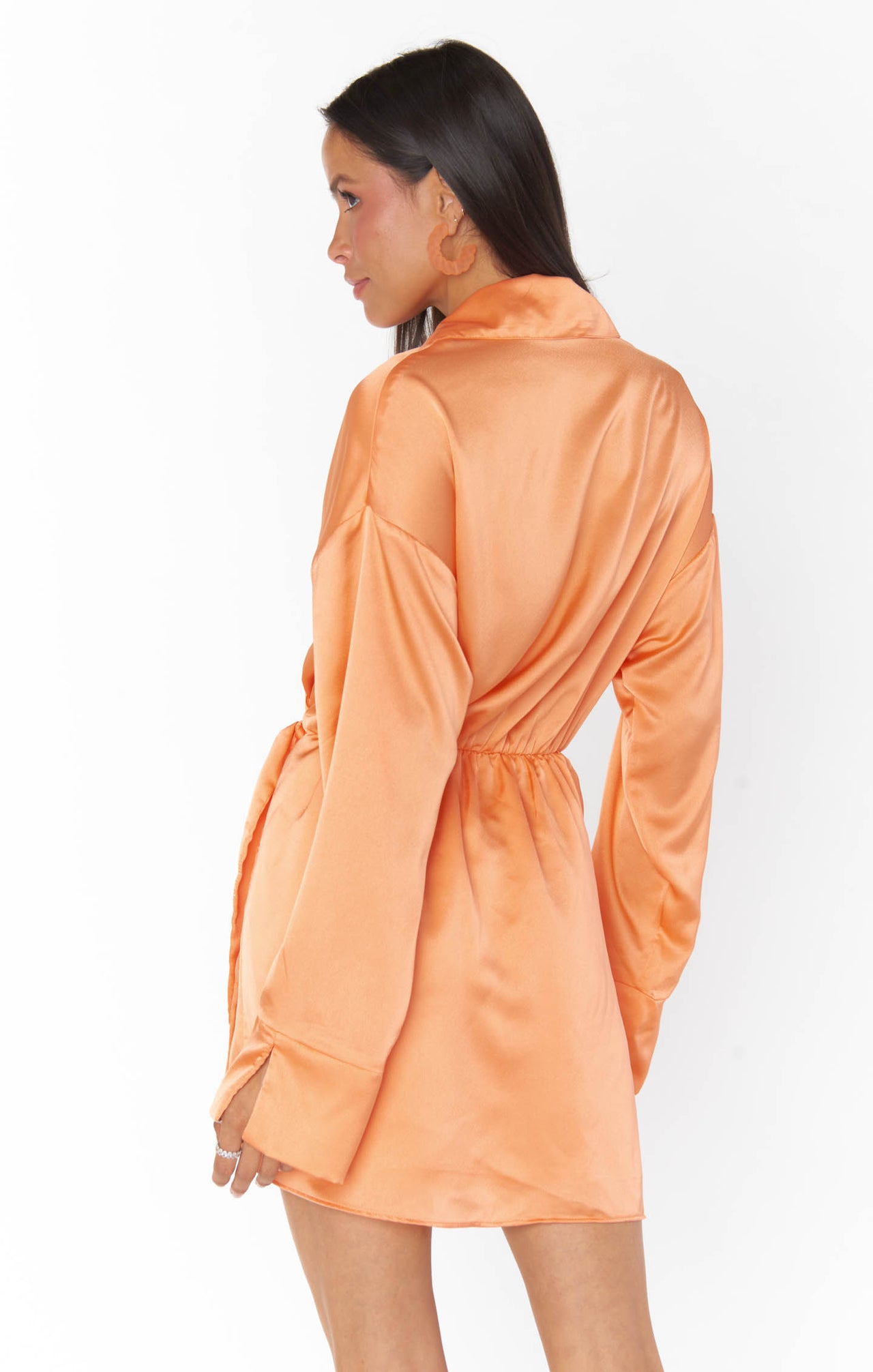 Clara Satin Collared Mini Dress Cantaloupe, Mini Dress by Show Me Your Mumu | LIT Boutique