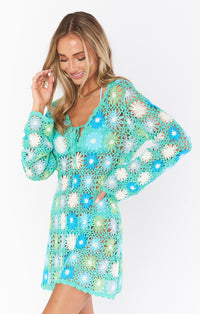 Thumbnail for Vacay Mini Coverup Blue Crochet, Swim by Show Me Your Mumu | LIT Boutique