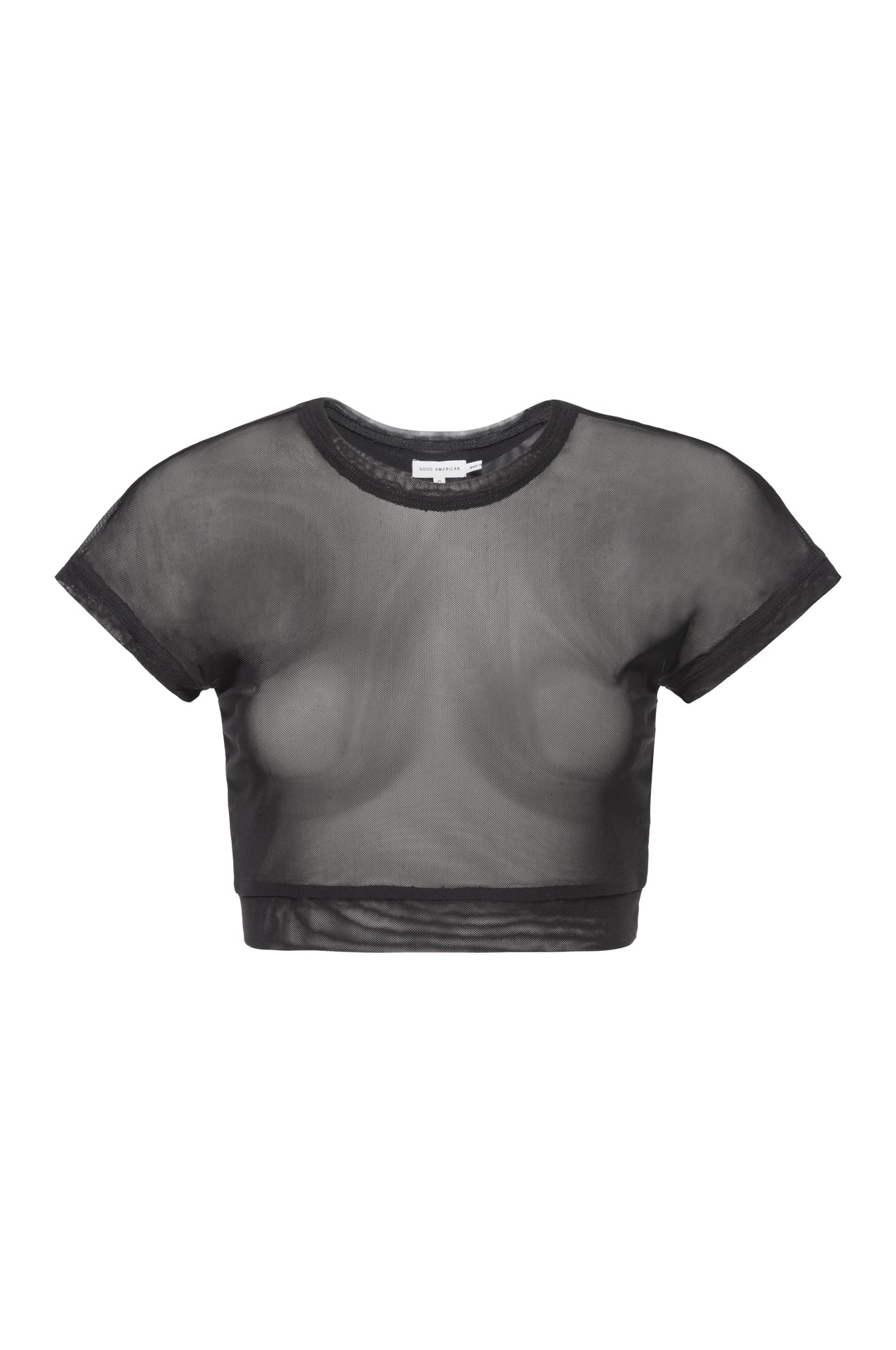 Cropped Mesh Tee Black, Short Tee by Good American | LIT Boutique