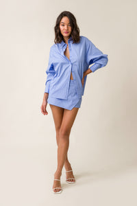 Thumbnail for Oxford Button Down, Long Blouse by Line and Dot | LIT Boutique