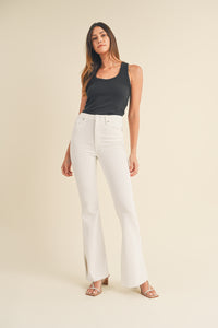 Thumbnail for Nantucket White Flare Slit Denim, Flare Denim by Just Black | LIT Boutique