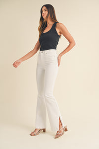 Thumbnail for Nantucket White Flare Slit Denim, Flare Denim by Just Black | LIT Boutique