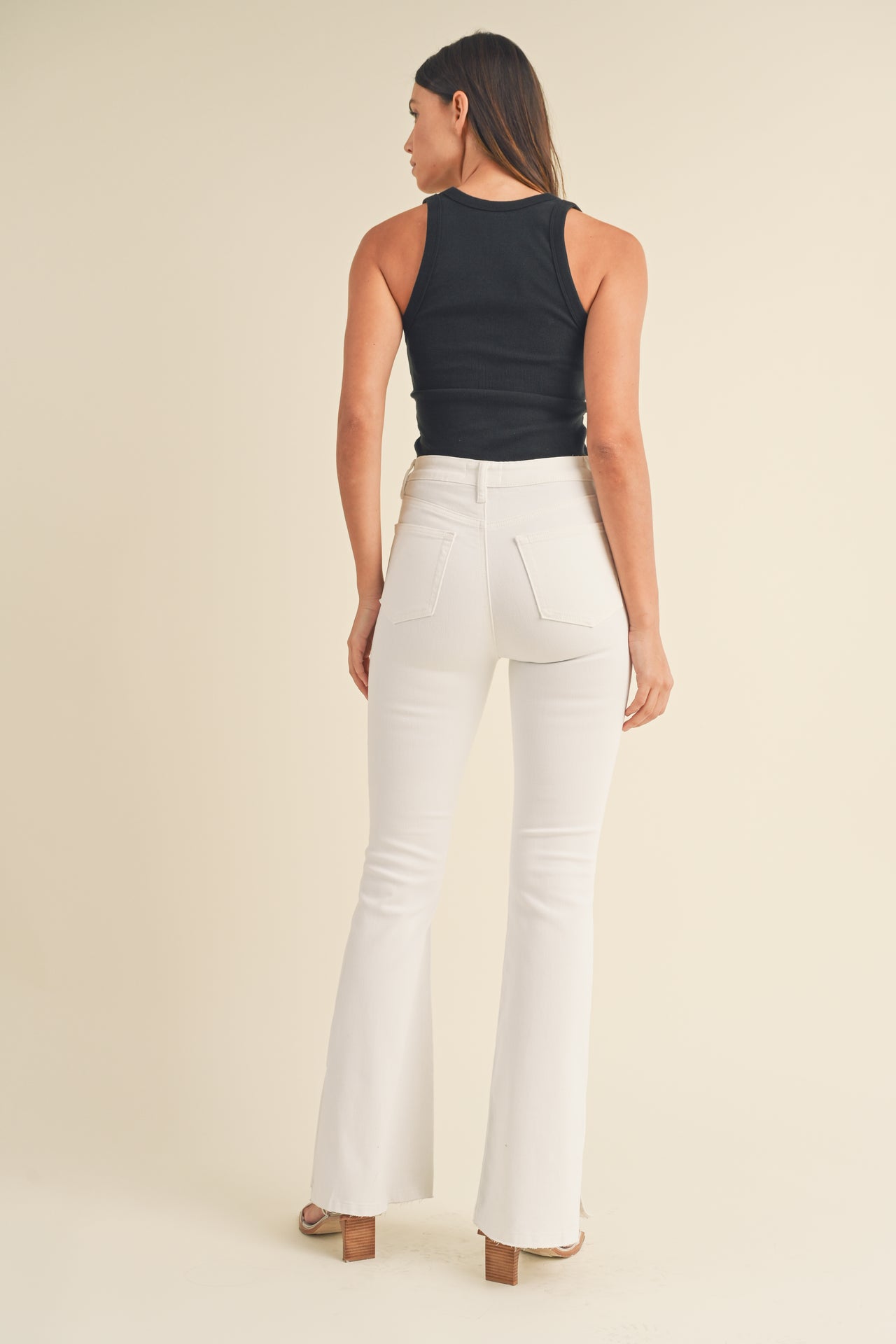 Nantucket White Flare Slit Denim, Flare Denim by Just Black | LIT Boutique