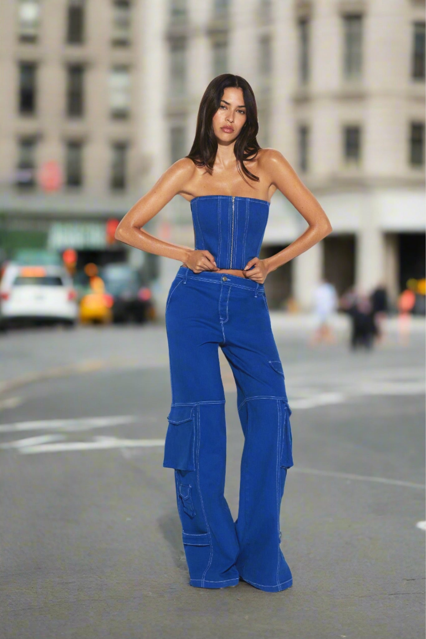 Light Compression Cargo Jeans Wave Blue | LIT Boutique