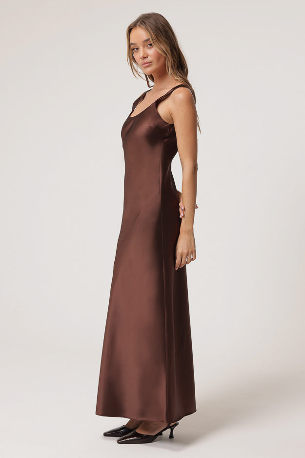 Dalton Dress Chocolate, Maxi Dress by Line and Dot | LIT Boutique