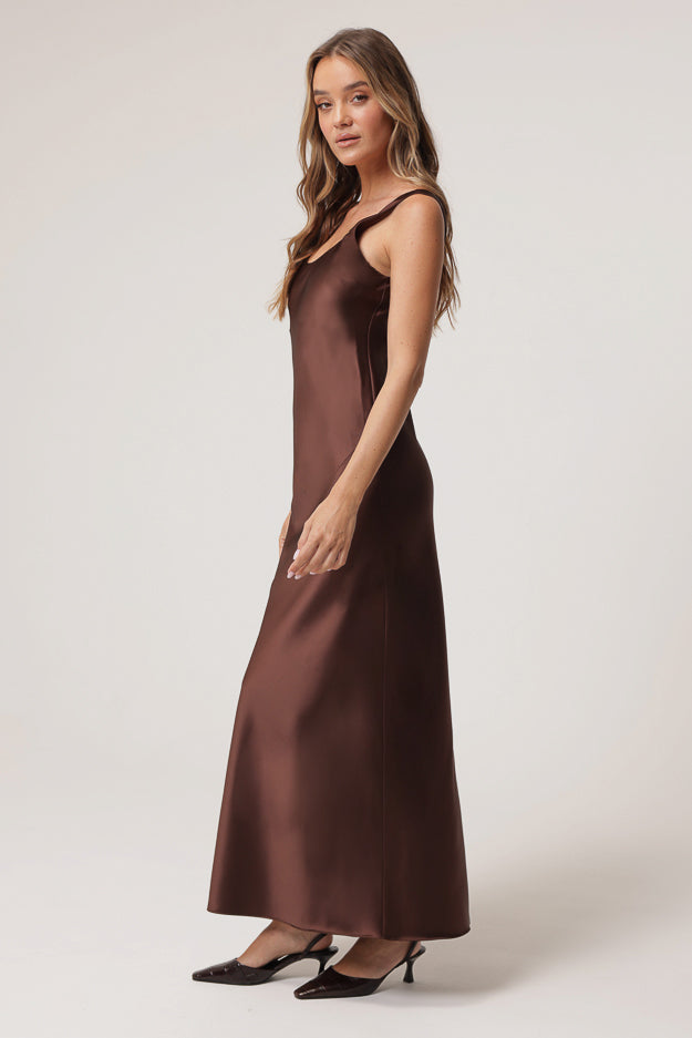 Dalton Dress Chocolate, Maxi Dress by Line and Dot | LIT Boutique