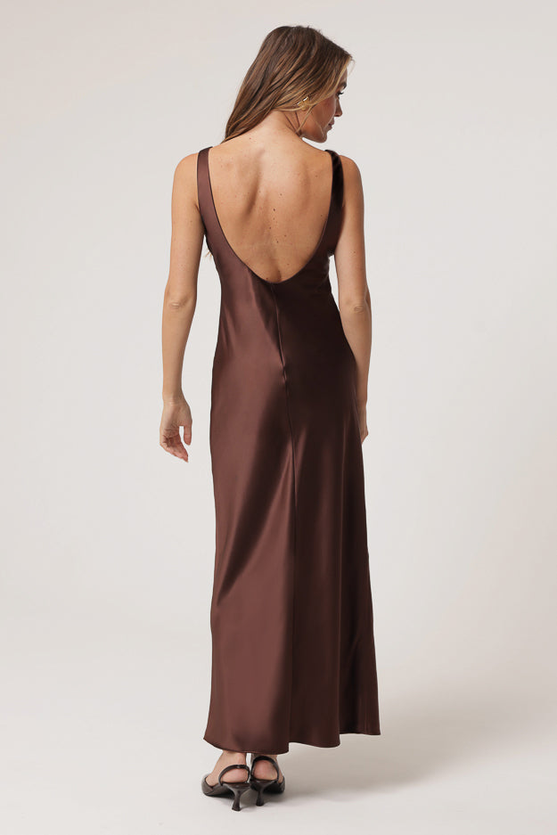 Dalton Dress Chocolate, Maxi Dress by Line and Dot | LIT Boutique