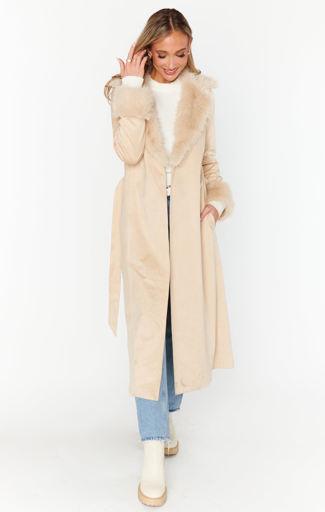 Penny Lane Long Coat Beige, Coat Jacket by Show Me Your Mumu | LIT Boutique