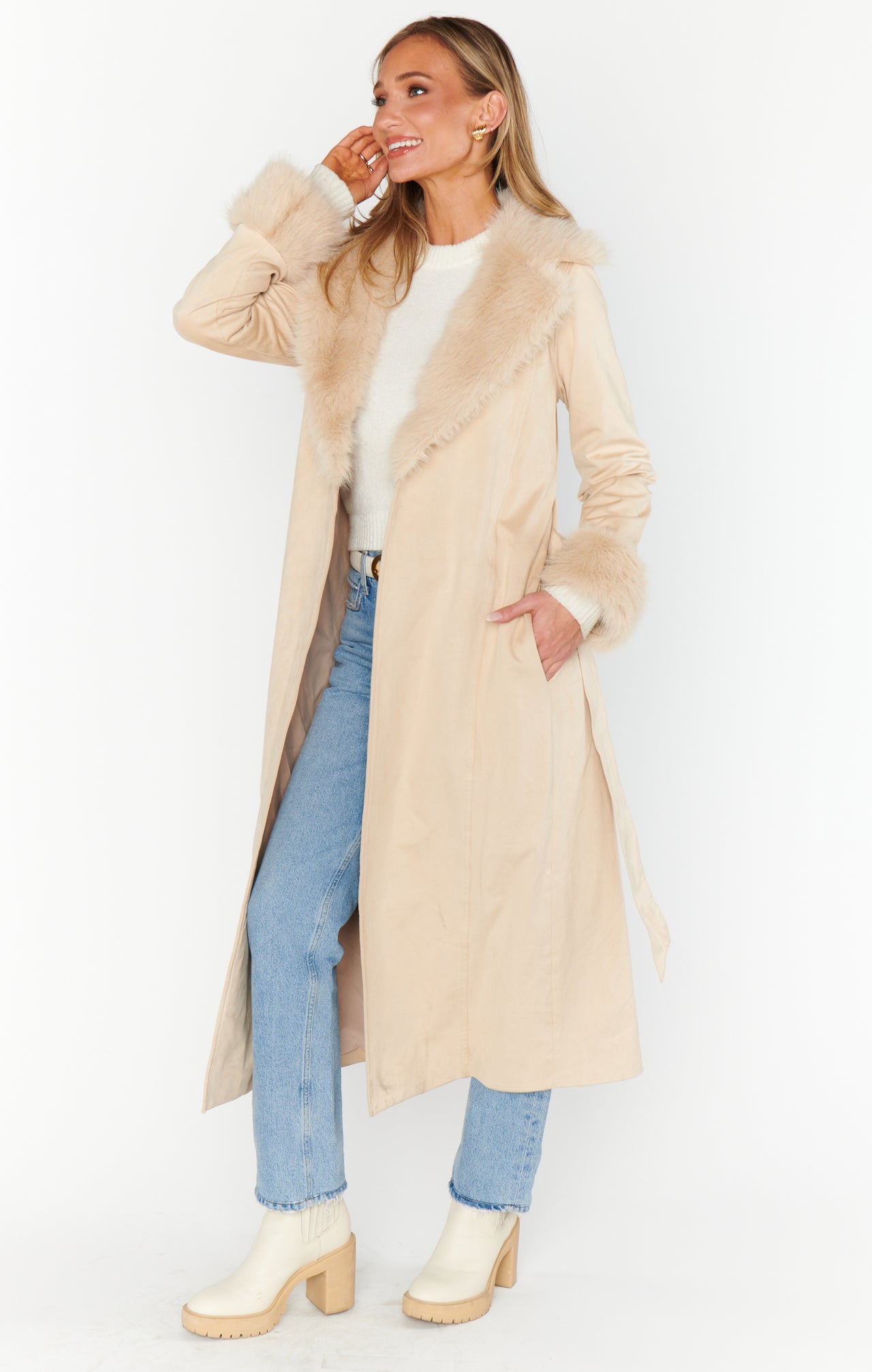 Penny Lane Long Coat Beige, Coat Jacket by Show Me Your Mumu | LIT Boutique