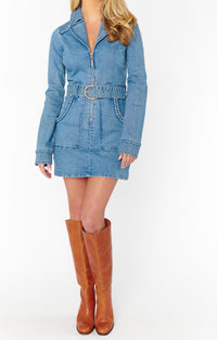 Thumbnail for Outlaw Long Sleeve Mini Dress Denim, Mini Dress by Show Me Your Mumu | LIT Boutique