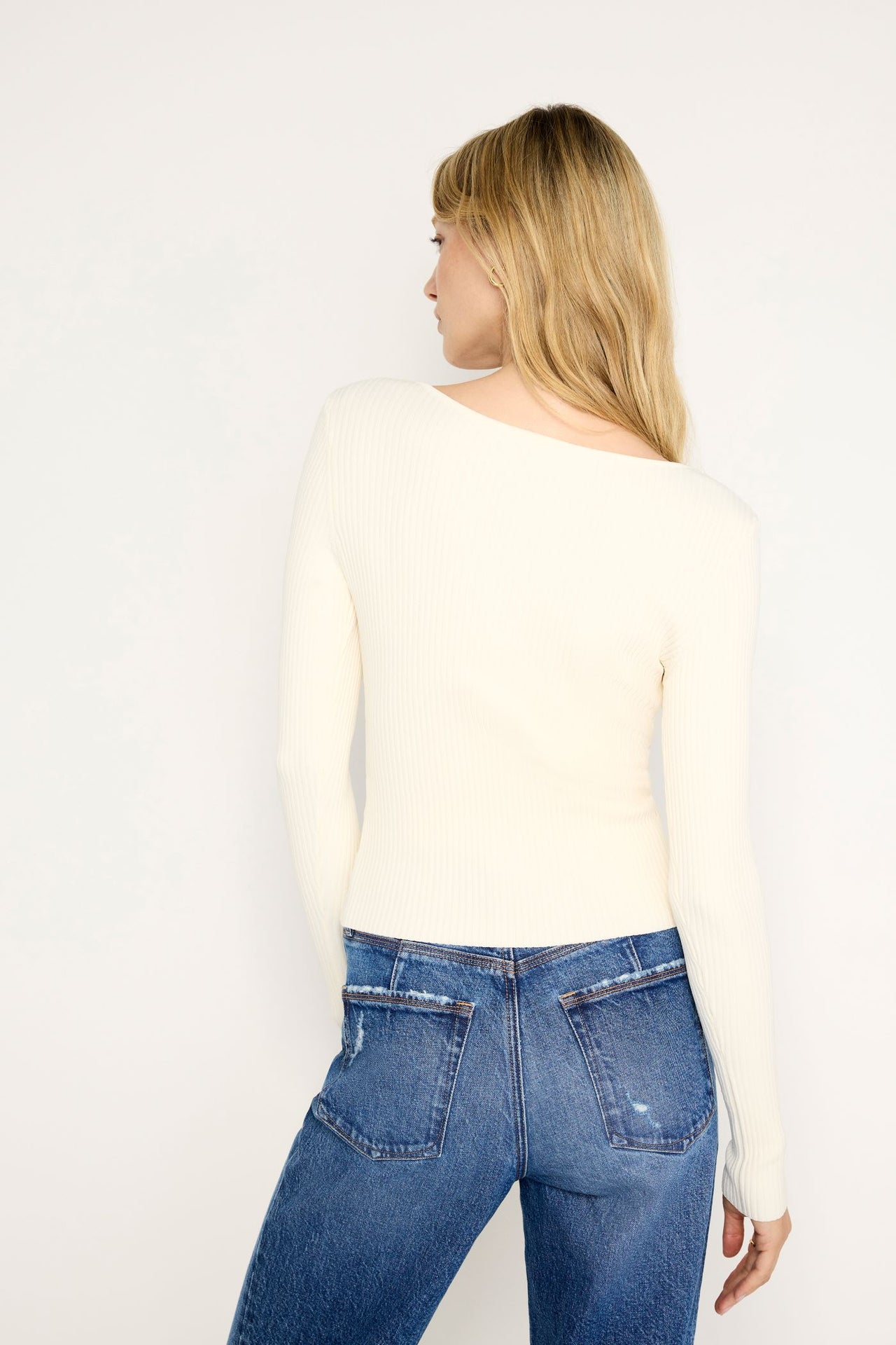 Virgo Rib Zip Front Sweater Warm Ivory, Sweater by Good American | LIT Boutique