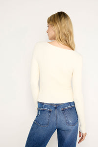 Thumbnail for Virgo Rib Zip Front Sweater Warm Ivory, Sweater by Good American | LIT Boutique