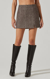 Thumbnail for Covina Skirt Brown Herringbone, Mini Skirt by ASTR | LIT Boutique