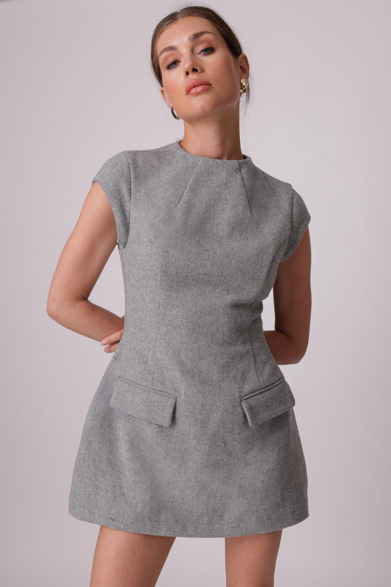 Damson Mini Dress Grey, Mini Dress by Line and Dot | LIT Boutique