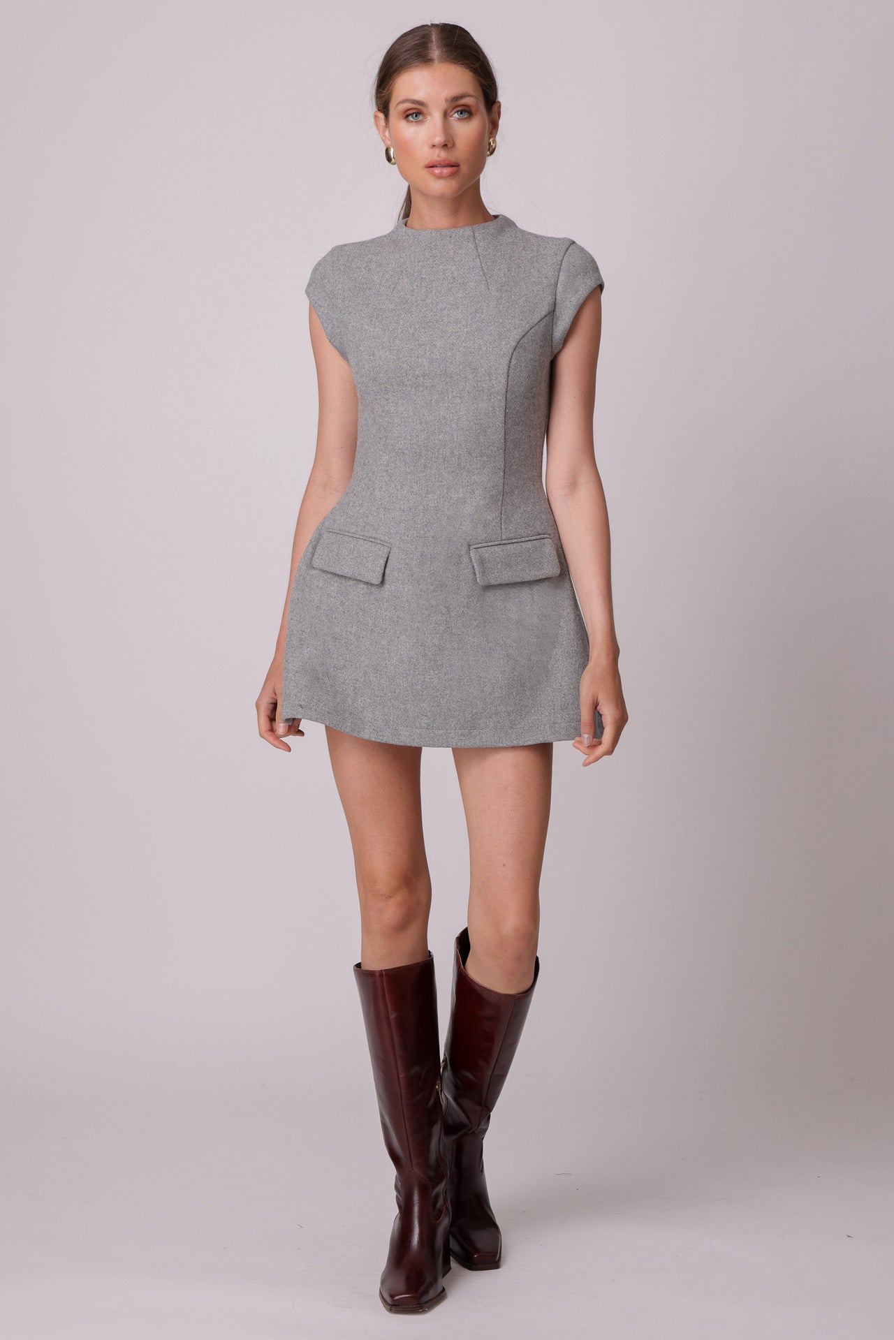 Damson Mini Dress Grey, Mini Dress by Line and Dot | LIT Boutique