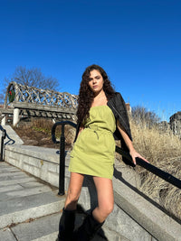 Thumbnail for Avocado Cargo Mini Dress, Jumpsuit Dress by Bailey Rose | LIT Boutique