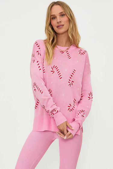 Callie Sweater Candy Cane Pink, Sweater by Beach Riot | LIT Boutique