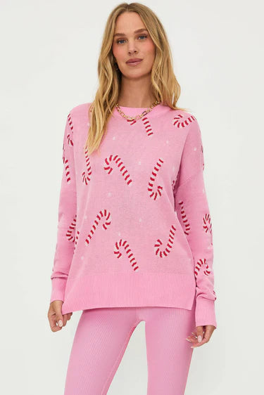 Callie Sweater Candy Cane Pink, Sweater by Beach Riot | LIT Boutique