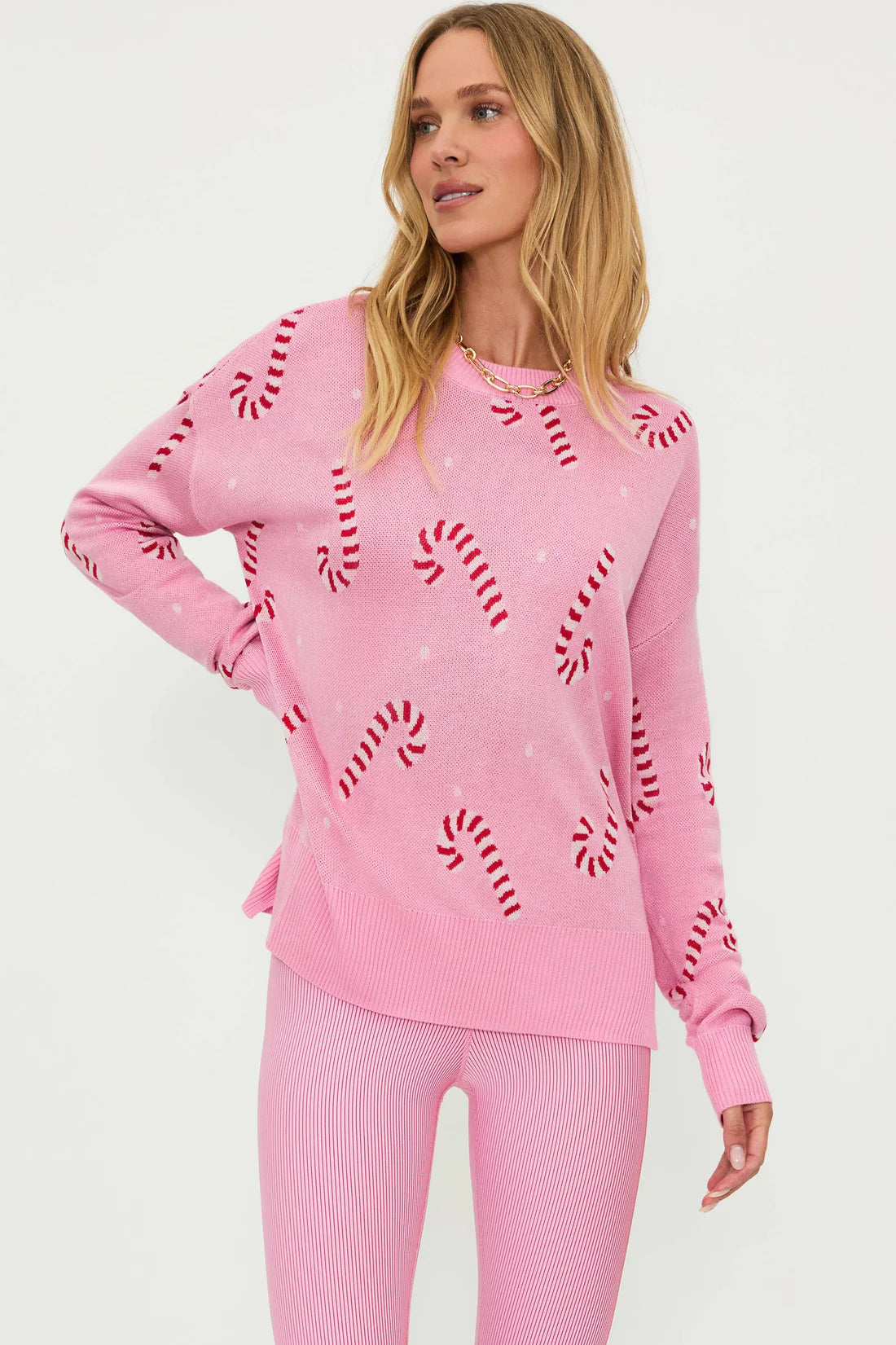 Callie Sweater Candy Cane Pink, Sweater by Beach Riot | LIT Boutique