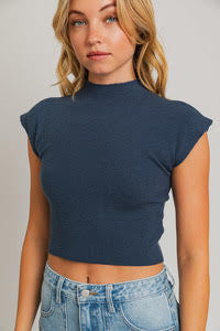 Thumbnail for First Impression High Neck Tank Blue, Tank Blouse by Le Lis | LIT Boutique