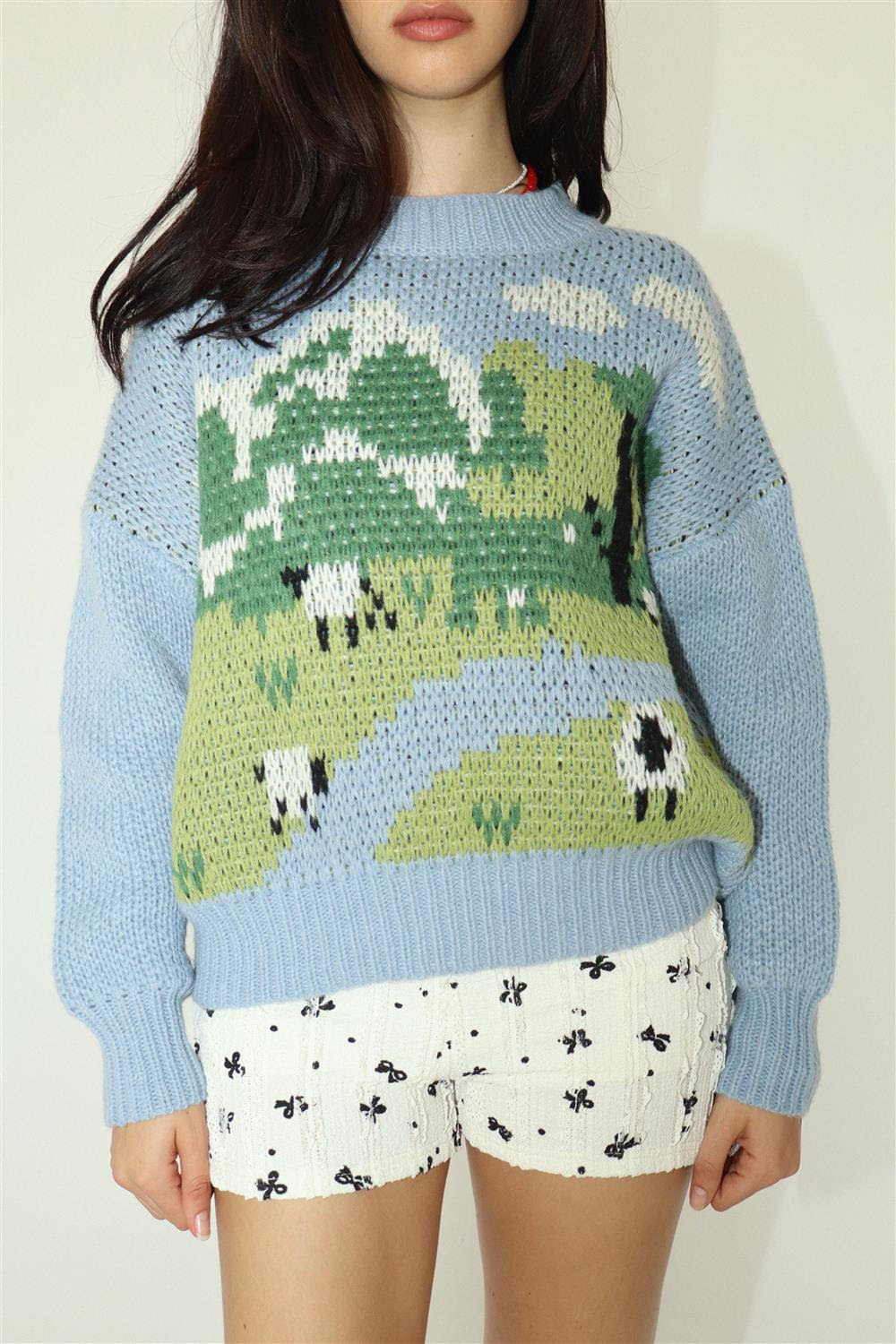 Grazing Out Sweater Blue, Sweater by Bailey Rose | LIT Boutique