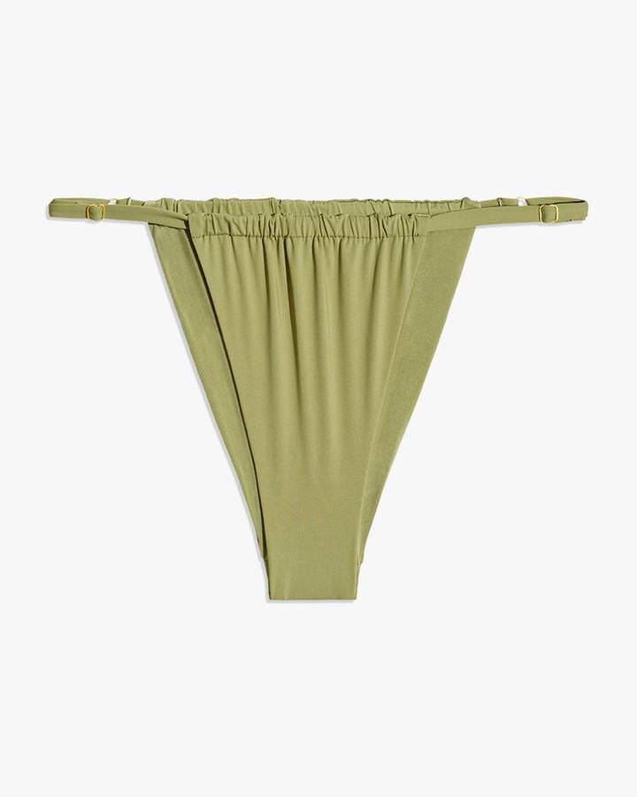 Ruched String Bikini Bottom Sage, Swim by We Wore What | LIT Boutique