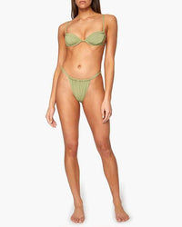 Thumbnail for Ruched String Bikini Bottom Sage, Swim by We Wore What | LIT Boutique