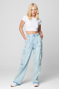 Thumbnail for Call My Name Cargo Pants Blue, Boyfriend Denim by Blank NYC | LIT Boutique