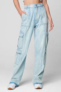 Thumbnail for Call My Name Cargo Pants Blue, Boyfriend Denim by Blank NYC | LIT Boutique