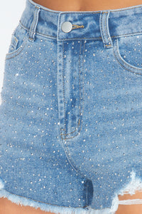 Thumbnail for Rhinestone Denim Short, Denim Shorts by Hot & Delicious | LIT Boutique