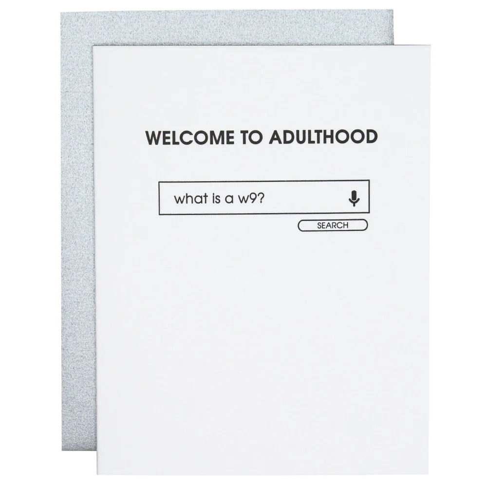 Welcome To AdultHood Letterpress Card, Paper Gift by Chez Gagne | LIT Boutique
