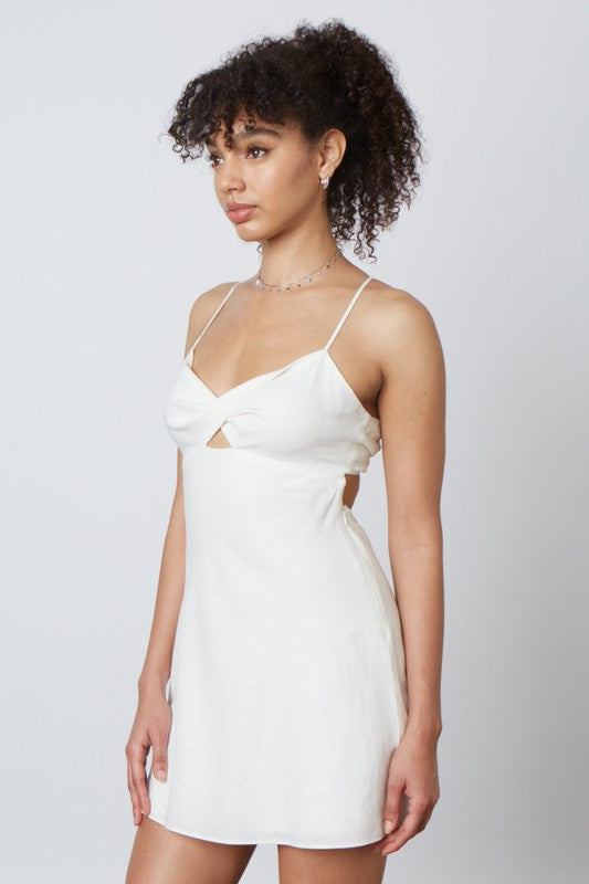 White Sweetheart Cut Out Dress, Mini Dress by Cotton Candy | LIT Boutique