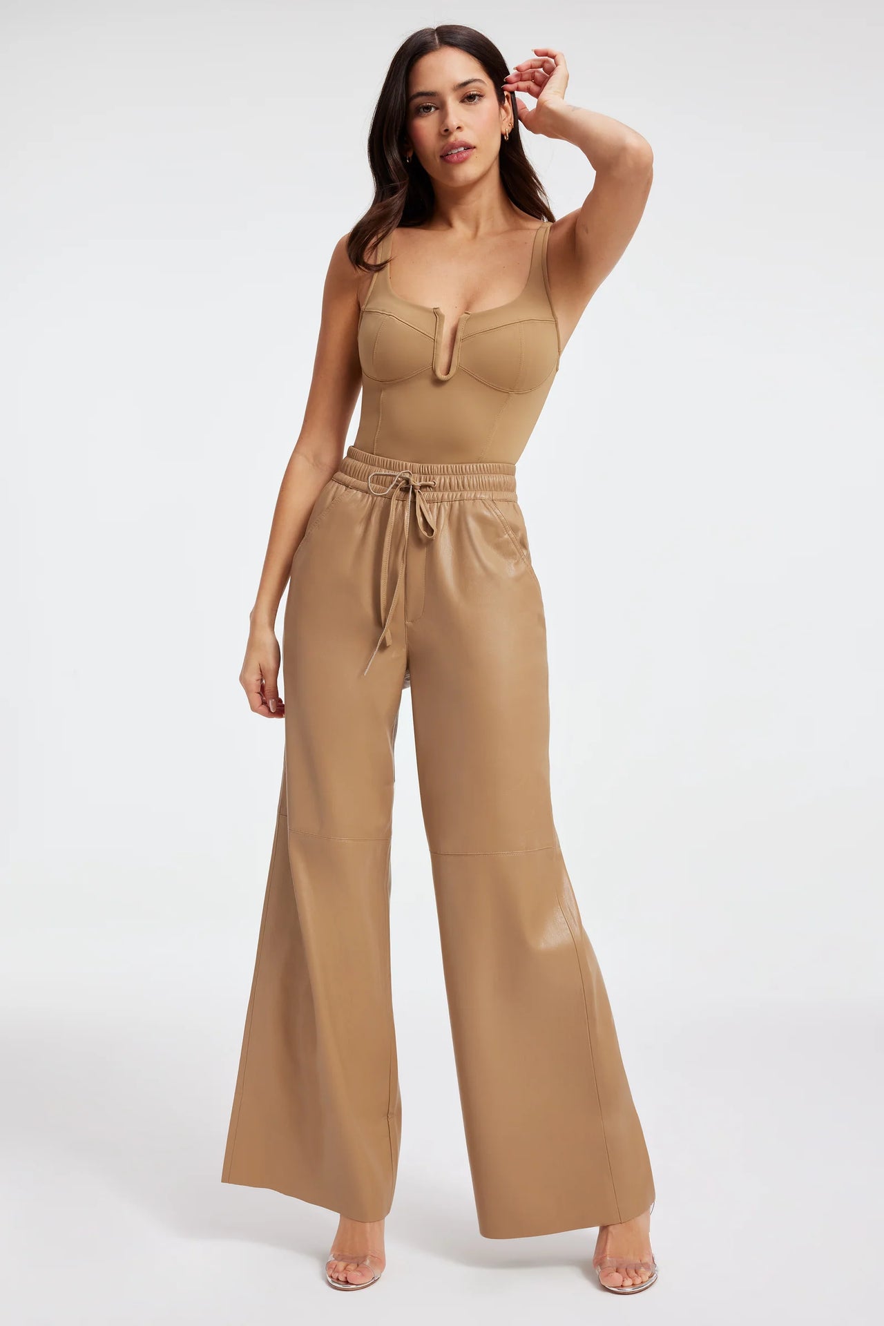 Impressive Look Leather Pants - Camel – Bates Boutique