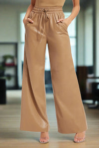 Thumbnail for Leather Wide Leg Pants Warm Carmel, Pant Bottom by Good American | LIT Boutique