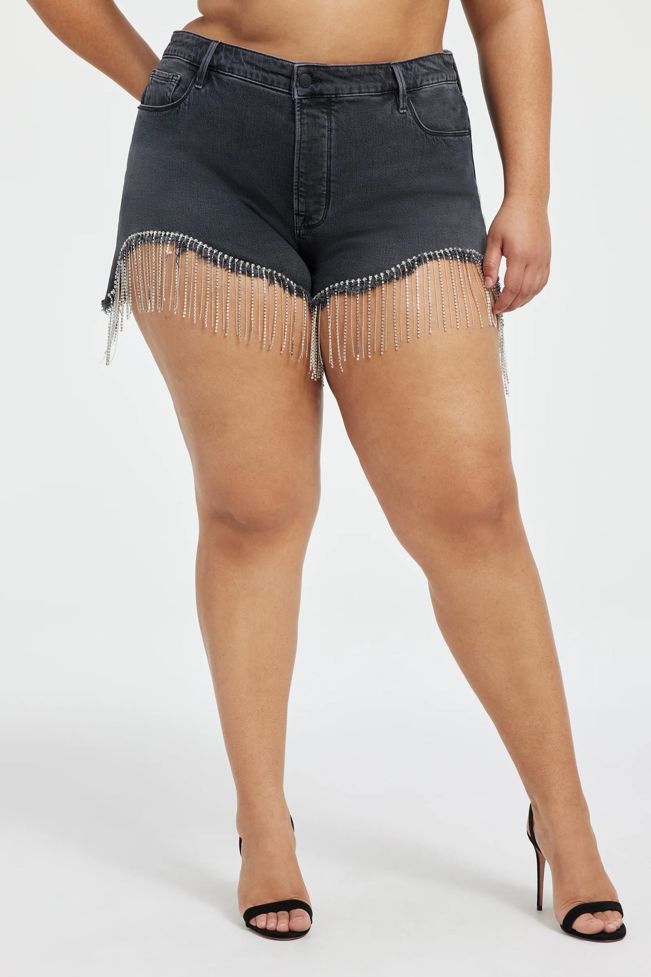 Diamond Bombshell Shorts Black, Denim Shorts by Good American | LIT Boutique