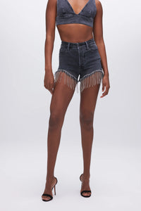 Thumbnail for Diamond Bombshell Shorts Black, Denim Shorts by Good American | LIT Boutique