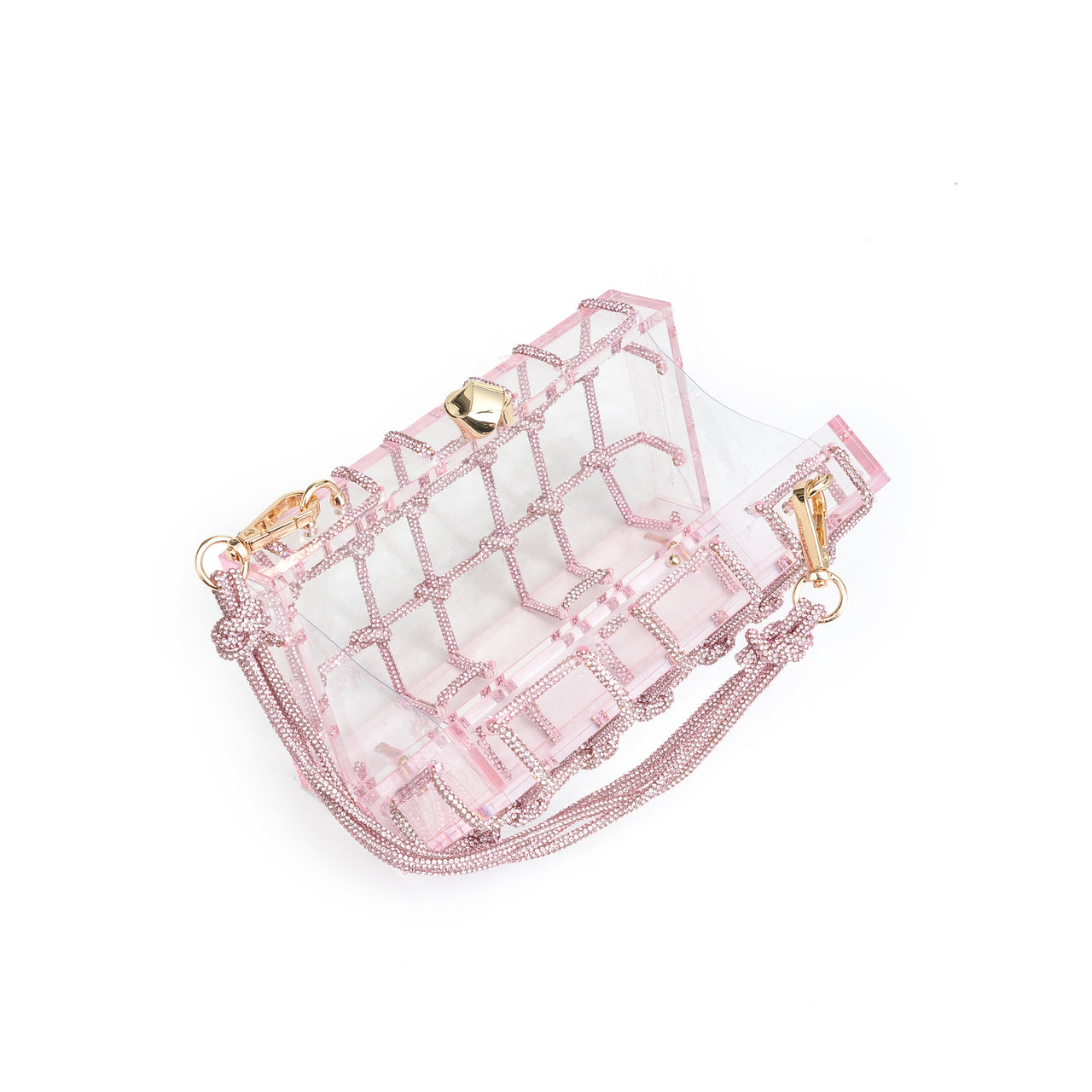 Ziggy Rhinestone Acrylic Clutch Pink, Evening Bag by Urban Expressions | LIT Boutique