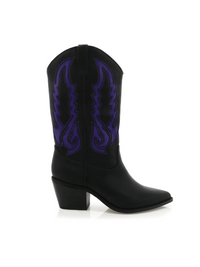 Thumbnail for Norva Contrast Cowboy Boots Black/Violet, Boot Shoe by Billini | LIT Boutique