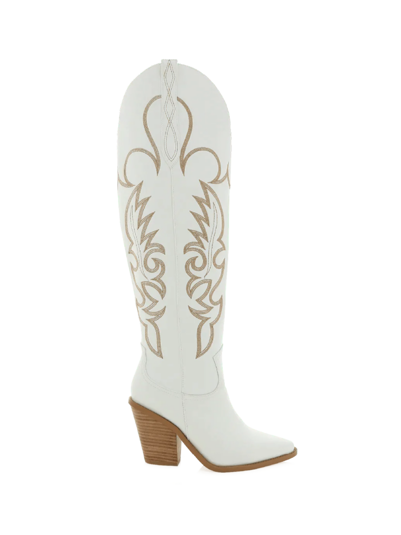 Simone Contrast Cowboy Boot White | LIT Boutique