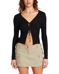 Thumbnail for Emilia Black Open Cardigan, Cardigan Sweater by Steve Madden | LIT Boutique