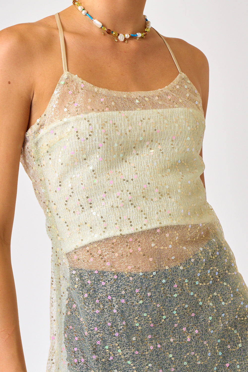 Gold Sheer Mini Dress, Mini Dress by Blue Blush | LIT Boutique