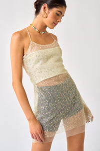 Thumbnail for Gold Sheer Mini Dress, Mini Dress by Blue Blush | LIT Boutique