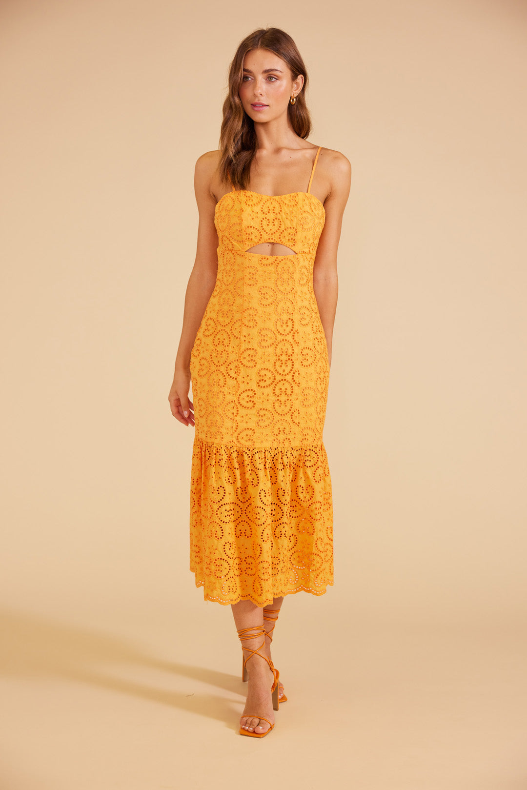 Huxton Midi Dress Orange, Dress by Mink Pink | LIT Boutique