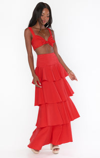 Thumbnail for Katrina Cherry Poplin Swing Skirt Red, Maxi Skirt by Show Me Your Mumu | LIT Boutique